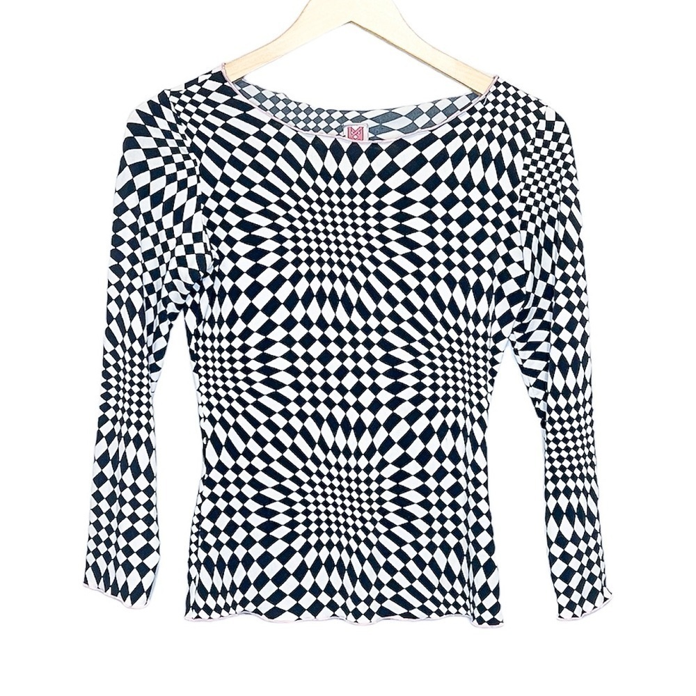 Karla Kay Steen Y2K Checker Retro Pink Trip Long Sleeve Small